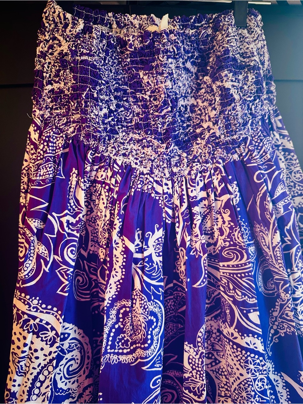 Mara Hoffman Purple Paisley Smocked Waist Skirt